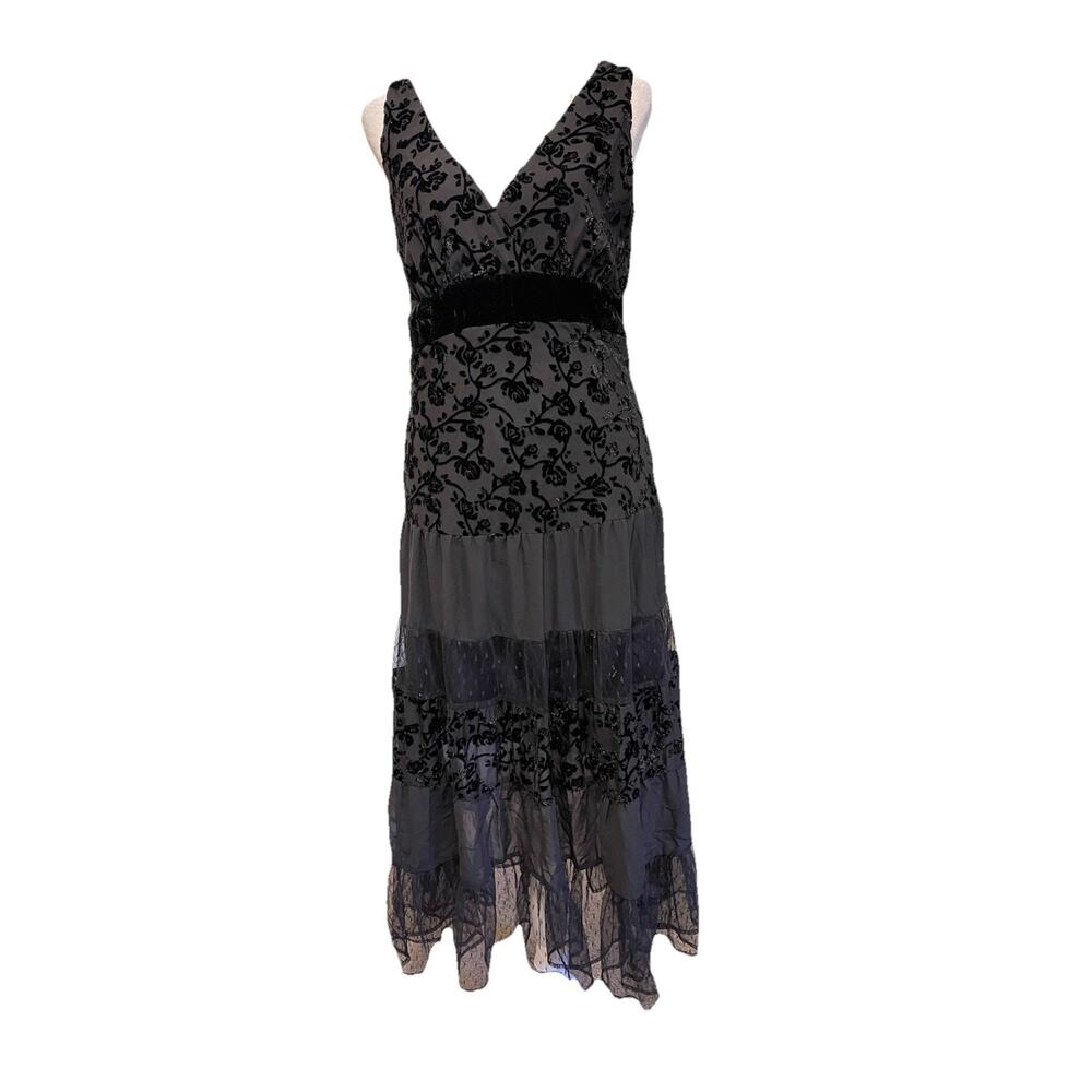 VTG Jonathan Martin Babydoll Lace Velvet Burnout Whimsygoth Fairy Vamp Dress 6